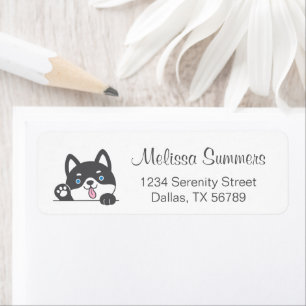 Étiquette Adresse de retour de chien husky mignon