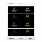 Étiquette Adresse de retour de construction moderne noir et (Feuille entière)