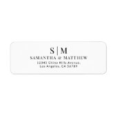 Étiquette Adresse de Retour de Couple Monogramme Simple Élég (Devant)