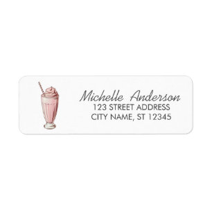 Étiquette Adresse de Retour de Crème Glacée Aquarelle Été Te