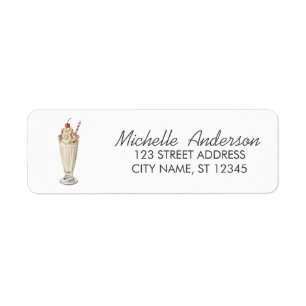 Étiquette Adresse de Retour de Crème Glacée Aquarelle Été Te