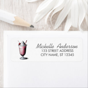 Étiquette Adresse de Retour de Crème Glacée Aquarelle Été Te