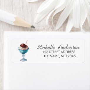 Étiquette Adresse de Retour de Crème Glacée Aquarelle Été Te