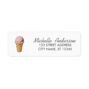 Étiquette Adresse de Retour de Crème Glacée Aquarelle Été Te
