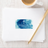 Étiquette Adresse de retour de Croix d'aquarelle bleue moder (En situation)