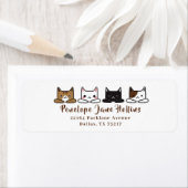 Étiquette Adresse De Retour De Cute "Cats All In A Row" (En situation)