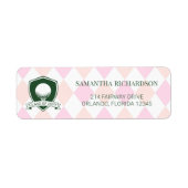 Étiquette Adresse de Retour de Diplôme de Golf Vert Rose Mod (Devant)