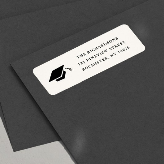 Étiquette Adresse de retour de diplôme noir classique simple