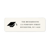 Étiquette Adresse de retour de diplôme noir classique simple (Devant)