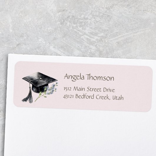 Étiquette Adresse de retour de diplôme Simple Cap Wildlower