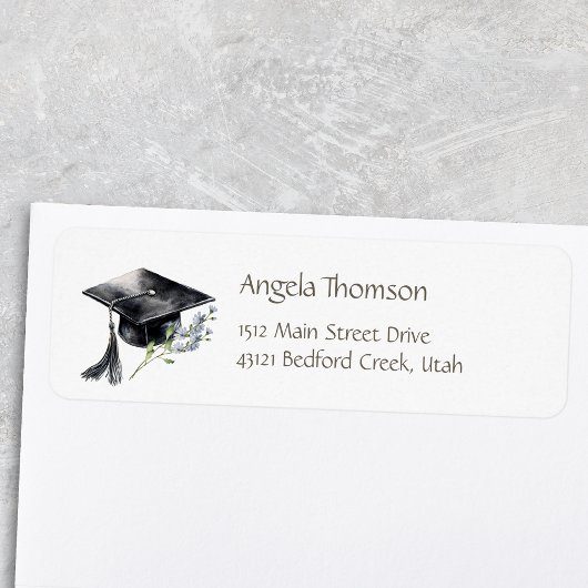 Étiquette Adresse de retour de diplôme Simple Cap Wildlower