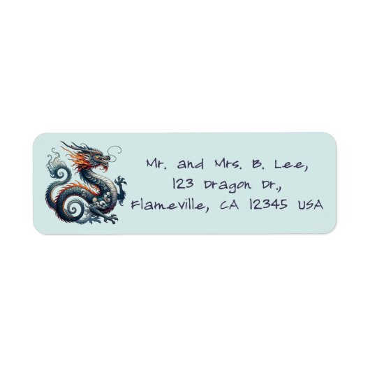 Étiquette Adresse de Retour de Dragon Modifiable (Devant)