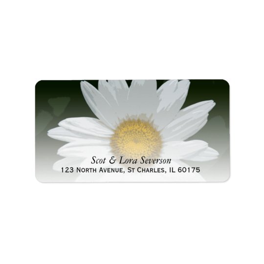 Étiquette Adresse de retour de fleur de marguerite blanche