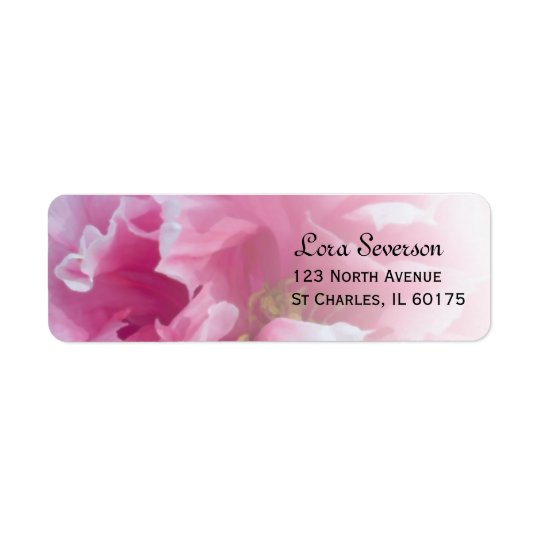 Étiquette Adresse de retour de fleur rose de pivoine