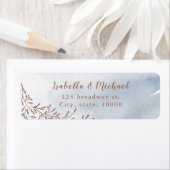 Étiquette Adresse de retour de fleurs rustiques bleu foncé (En situation)