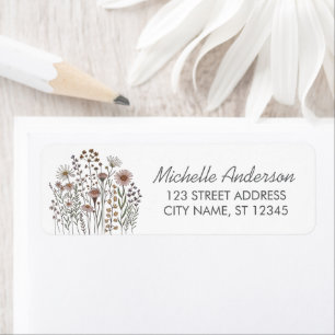 Étiquette Adresse de retour de fleurs sauvages colorées tend
