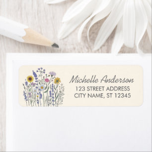 Étiquette Adresse de retour de fleurs sauvages colorées tend