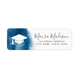 Étiquette Adresse de retour de graduation de l'aquarelle ble