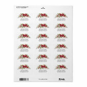 Étiquette Adresse de retour de houx poinsettia rouge (Feuille entière)