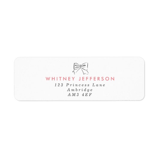 Étiquette Adresse de retour de la boîte rose simple dessinée (Devant)