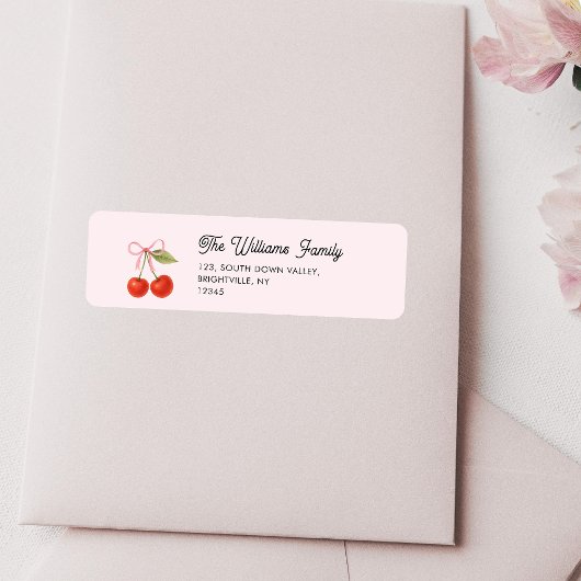 Étiquette Adresse de retour de la coquette cerise mignonne