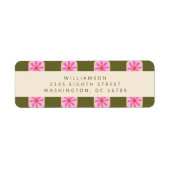 Étiquette Adresse de retour de la couleur verte rose du tabl (Devant)