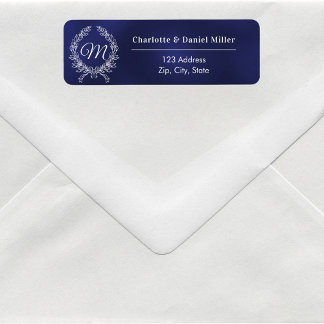 Étiquette Adresse de retour de la couronne en monogramme bla