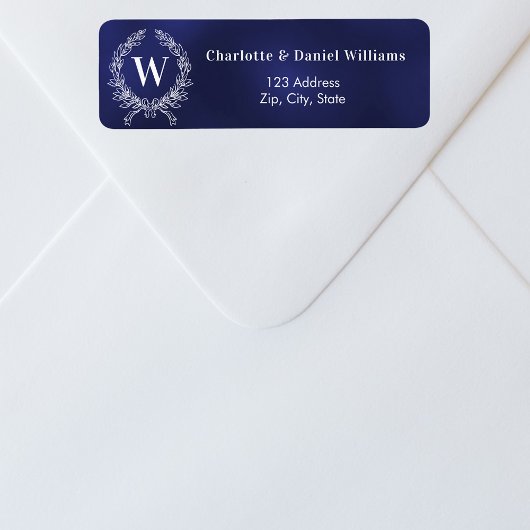 Étiquette Adresse de retour de la couronne en monogramme bla