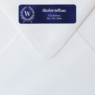 Étiquette Adresse de retour de la couronne en monogramme bla