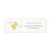 Étiquette Adresse de retour de la douche bébé Poussin Nuage (Devant)