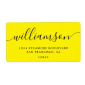 Étiquette Adresse de retour de la famille de script jaune vi (Devant)