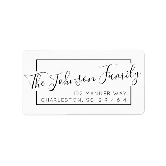 Étiquette Adresse de retour de la famille de script noir min (Devant)