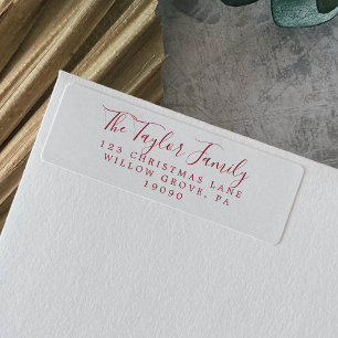 Étiquette Adresse de retour de la famille de vacances rouge 