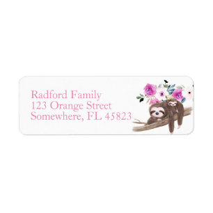 Étiquette Adresse de retour de la fente rose