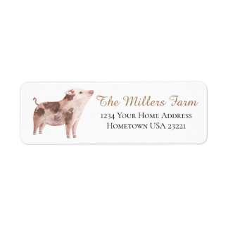 Étiquette Adresse de retour de la ferme de cochon à l'aquare