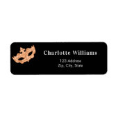 Étiquette Adresse de retour de la fête masquade en or noir (Devant)