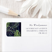 Étiquette Adresse de retour de la feuille verte tropicale (En situation)