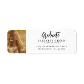 Étiquette Adresse de retour de la graduation photo blanche e (Devant)
