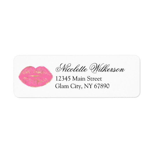 Étiquette Adresse de retour de la lèvre de maquillage rose m (Devant)