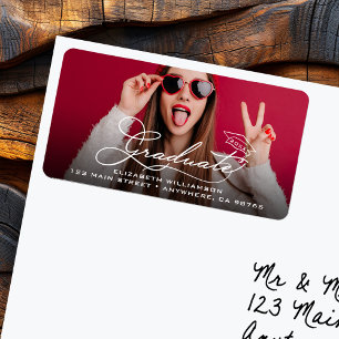 Étiquette Adresse de retour de la photo du diplômé