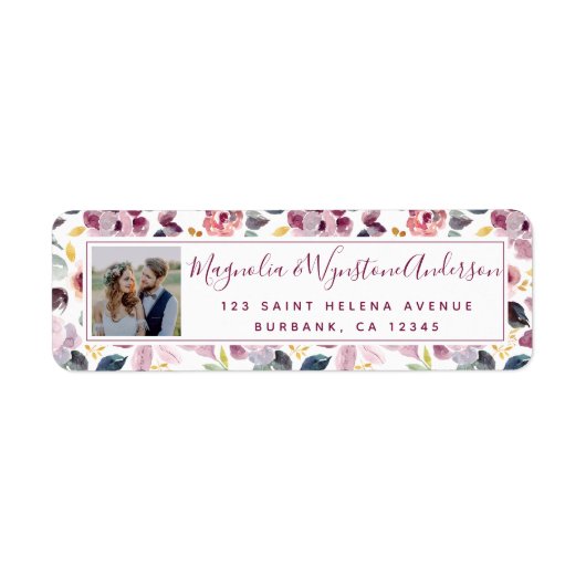 Étiquette Adresse de retour de la photo florale (Devant)