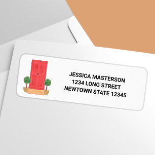 Étiquette Adresse de retour de la porte rouge