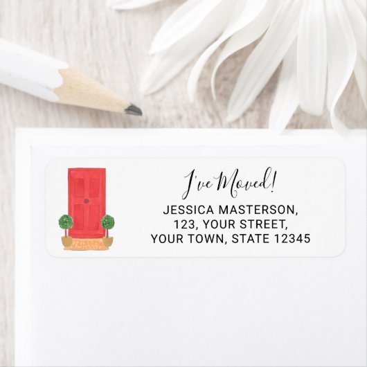 Étiquette Adresse de retour de la porte rouge que j'ai dépla (En situation)