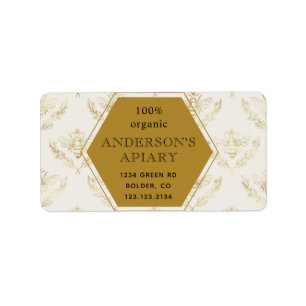 Étiquette Adresse de retour de la reine d'or vintage