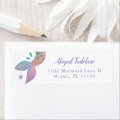 Étiquette Adresse de retour de la sirène magique arc-en-ciel (En situation)