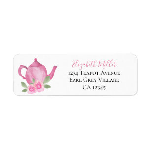 Étiquette Adresse de retour de la teinte d'eau rose