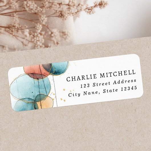 Étiquette Adresse de retour de la terre cuite rose bleue de