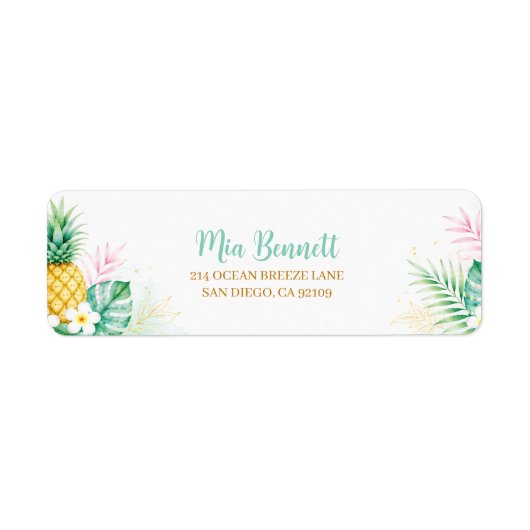 Étiquette Adresse de Retour de l'Ananas Tropical (Devant)