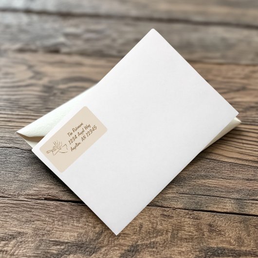 Étiquette Adresse de retour de l'ange or et beige