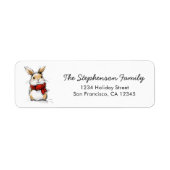 Étiquette Adresse de retour de lapin d'hiver mignon (Devant)